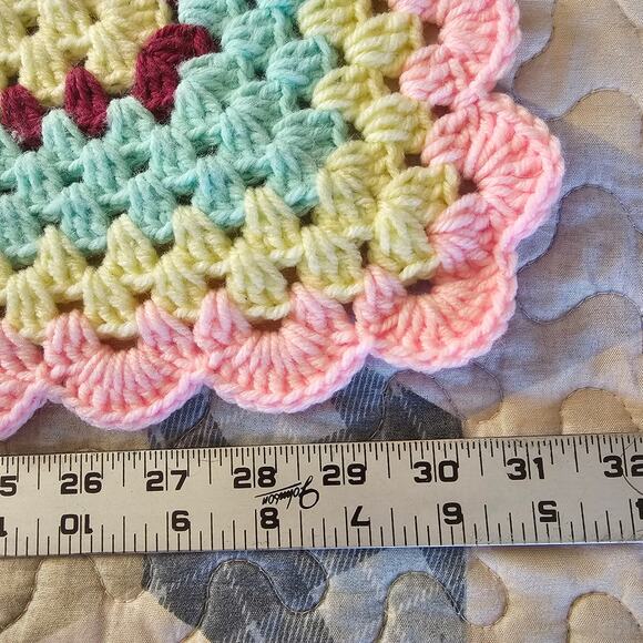 CROCHET Afghan Blanket Large Granny Square Multicolor 30" x 30" Square - Picture 2 of 6